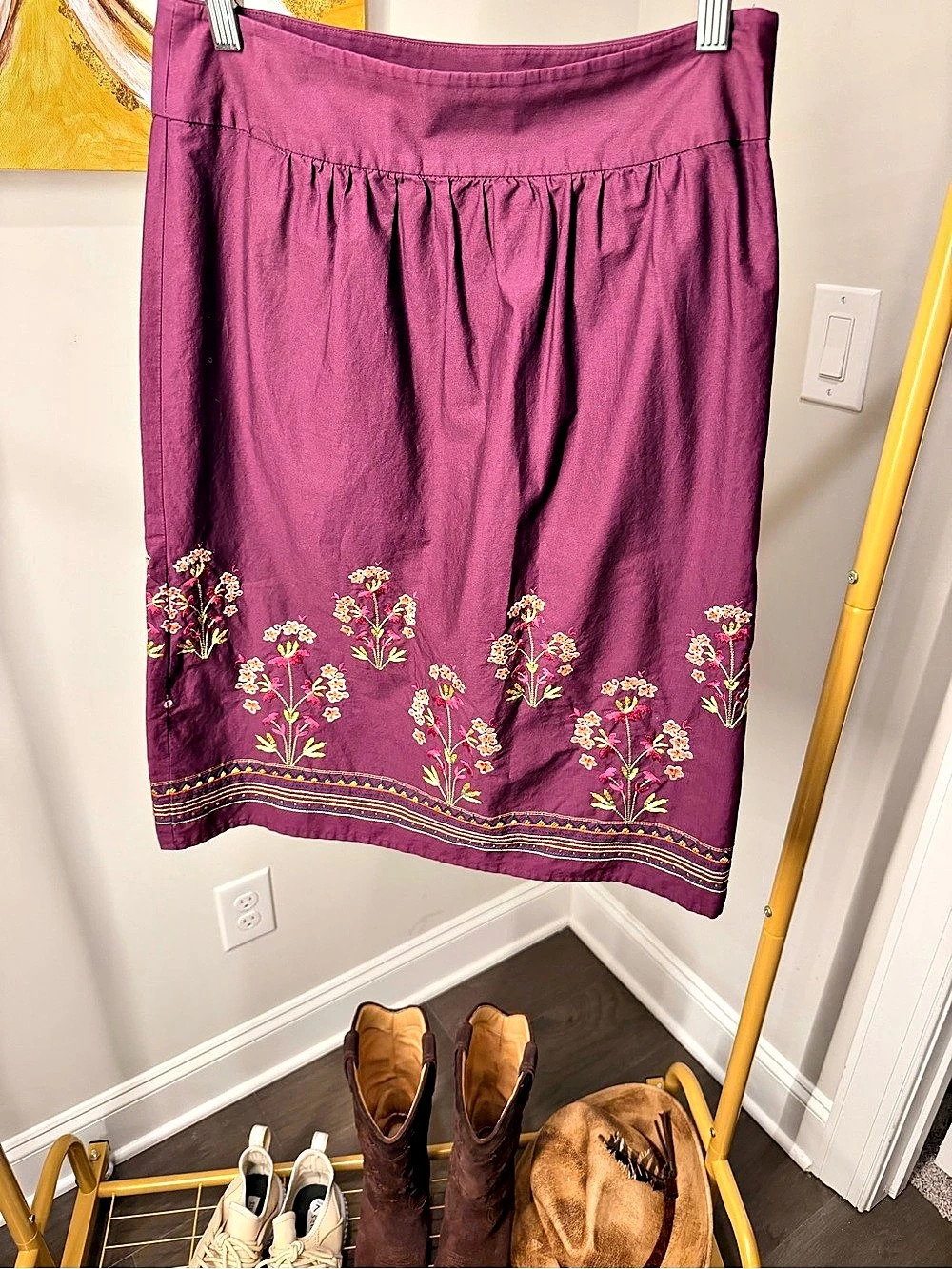 Talbots Floral Cotton Midi Skirt Size Large